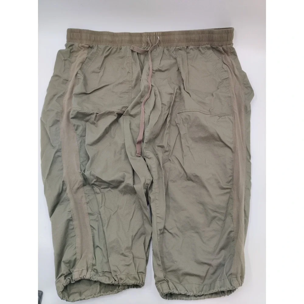 Lane Bryant Olive Green Plus Size Cropped Jogger Pants Drawstring 26/28